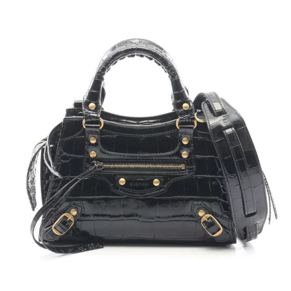 Balenciaga Neo City Handbag Leather Black